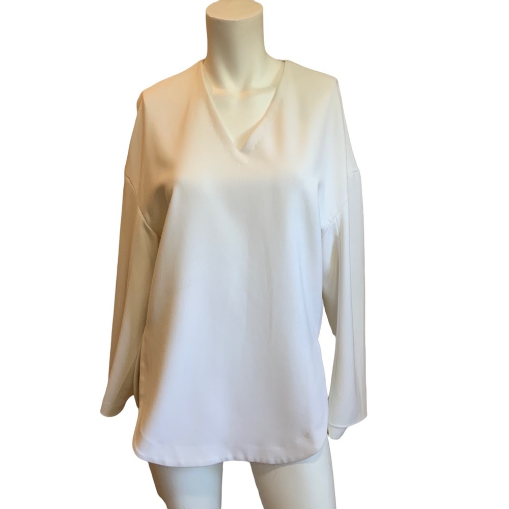 Enfold Luxury White V Neck Top Lagenlook Avant Garde Japanese Brand sz 38=M